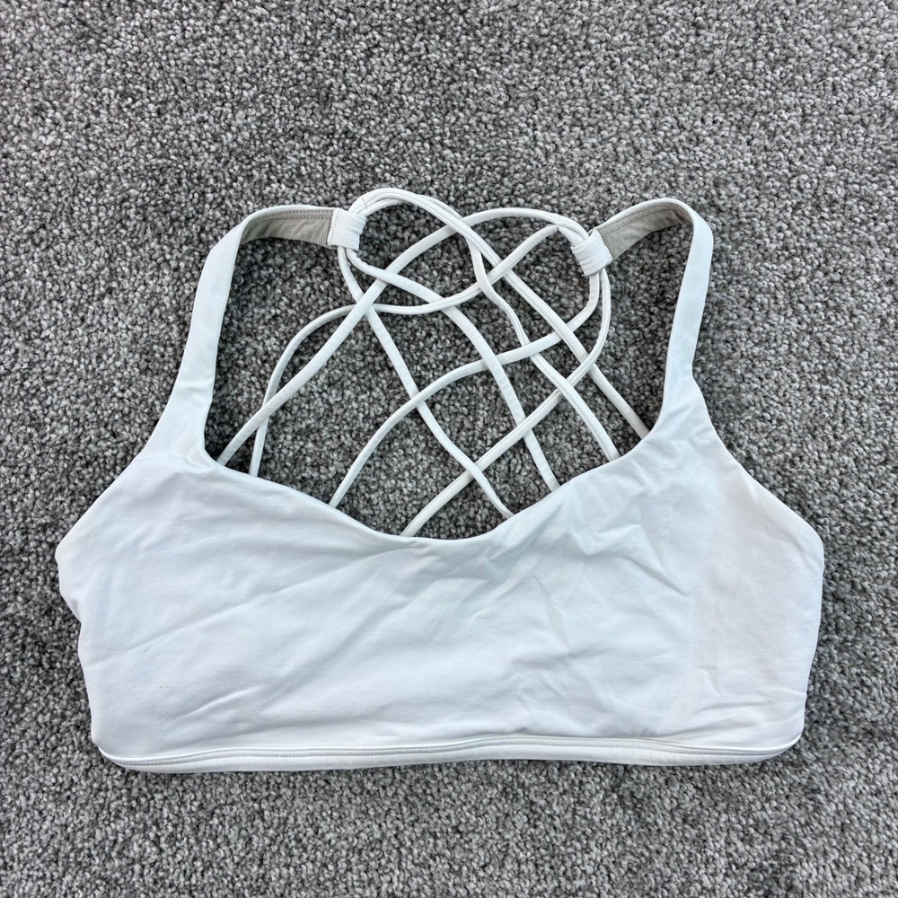 Lululemon Free to Be Bra Wild Women's 10 White Nylon Strappy Yoga LW2731S